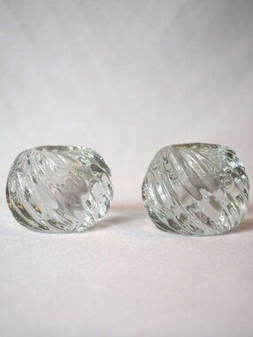 Glass 1 3/4 inches Tall Swirl Glass Orb Candlestick Holders